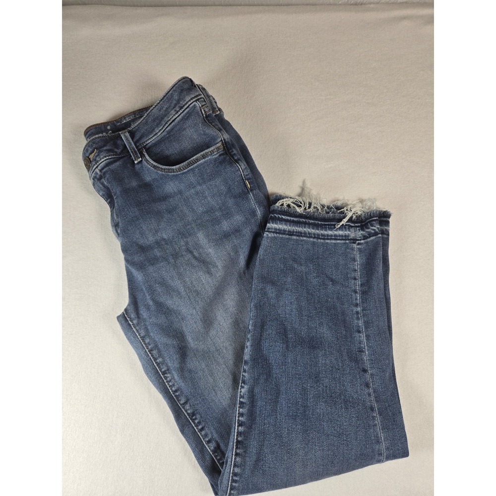 Eddie Bauer Women's Blue Denim Jeans, Size 12, Slightly Curvy Fit, Straight Leg